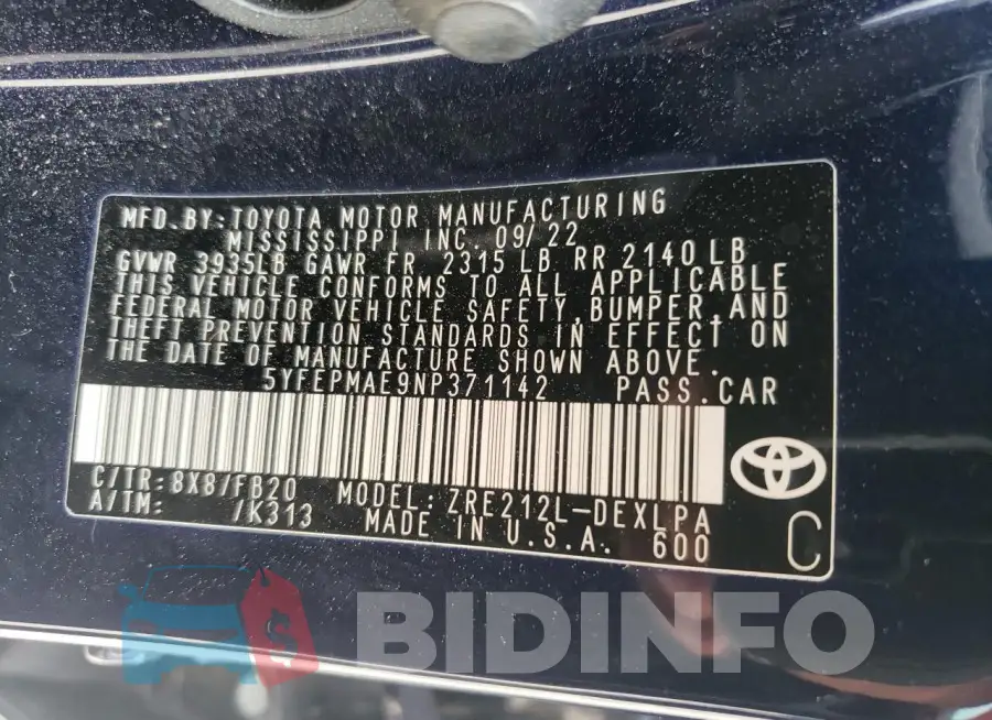 5YFEPMAE9NP371142 Photo# 12