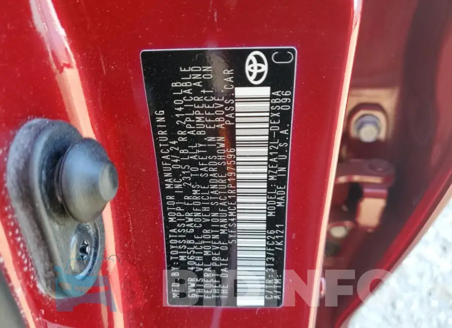 5YFS4MCE1RP197596 Photo# 13