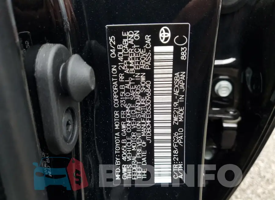 JTDBCMFE0S3096840 Photo# 12
