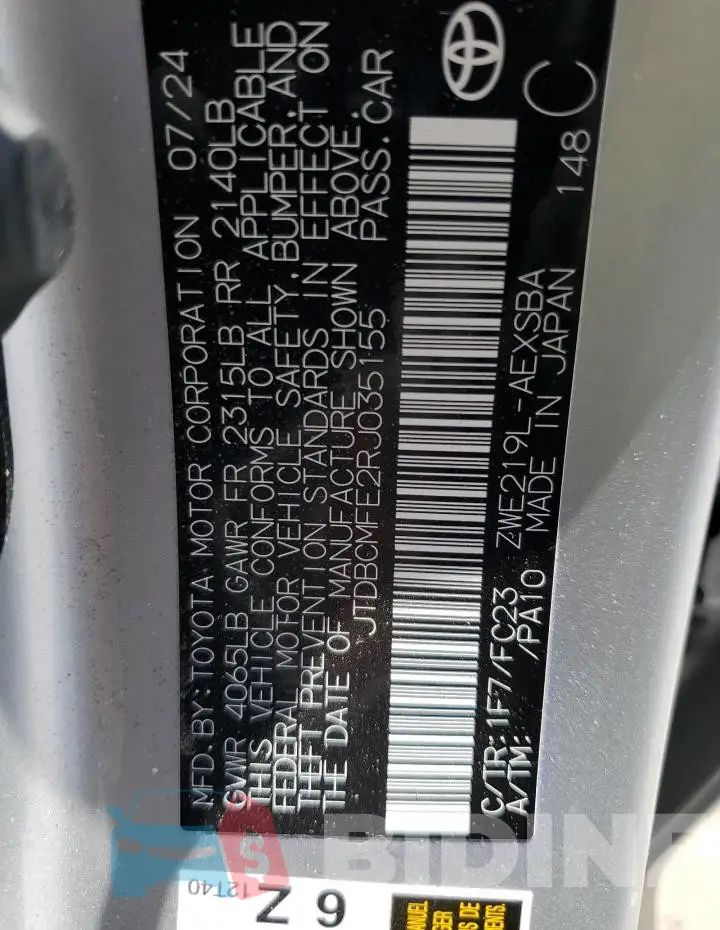 JTDBCMFE2RJ035155 Photo# 12