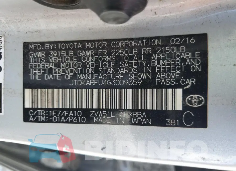JTDKARFU4G3009359 Photo# 12