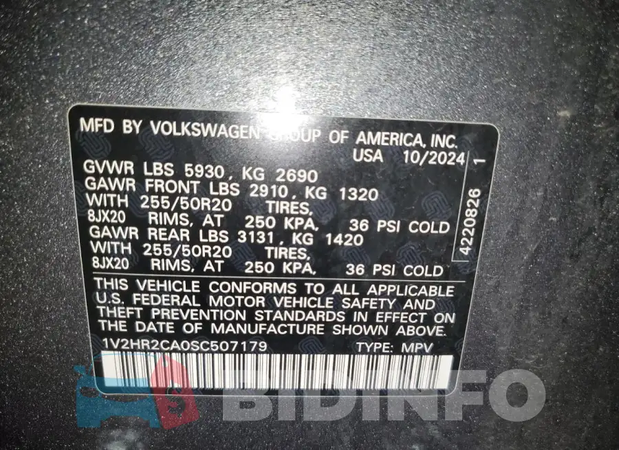 1V2HR2CA0SC507179 Photo# 14