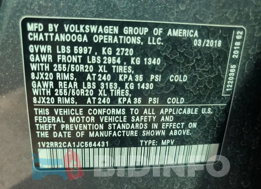 1V2RR2CA1JC564431 Photo# 13