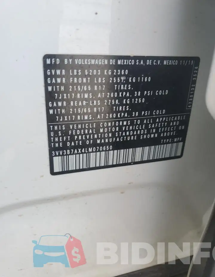 3VV3B7AX4LM070650 Photo# 12