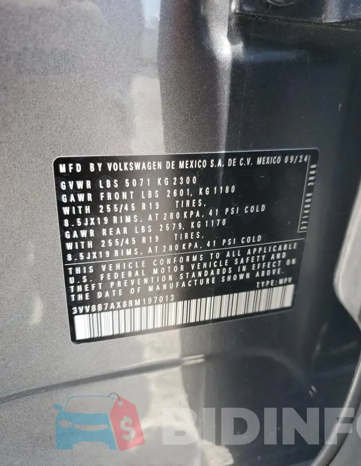 3VV8B7AX8RM197013 Photo# 13