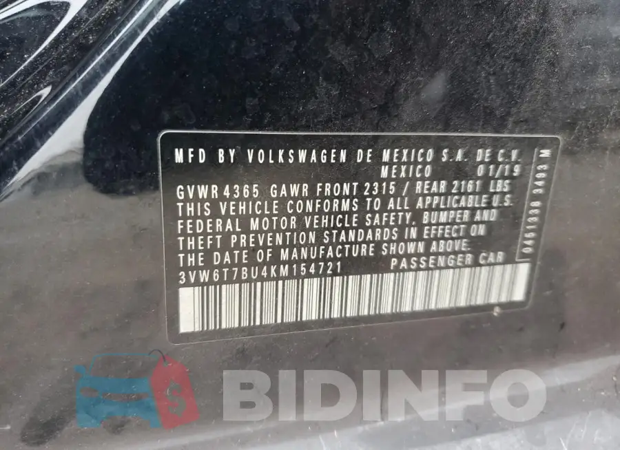 3VW6T7BU4KM154721 Photo# 12