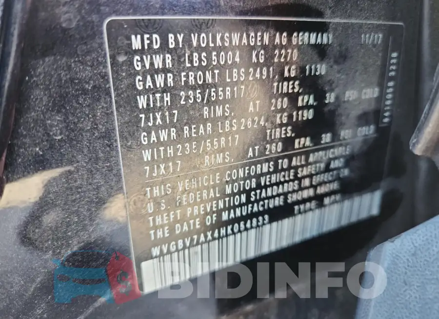 WVGBV7AX4HK054833 Photo# 13