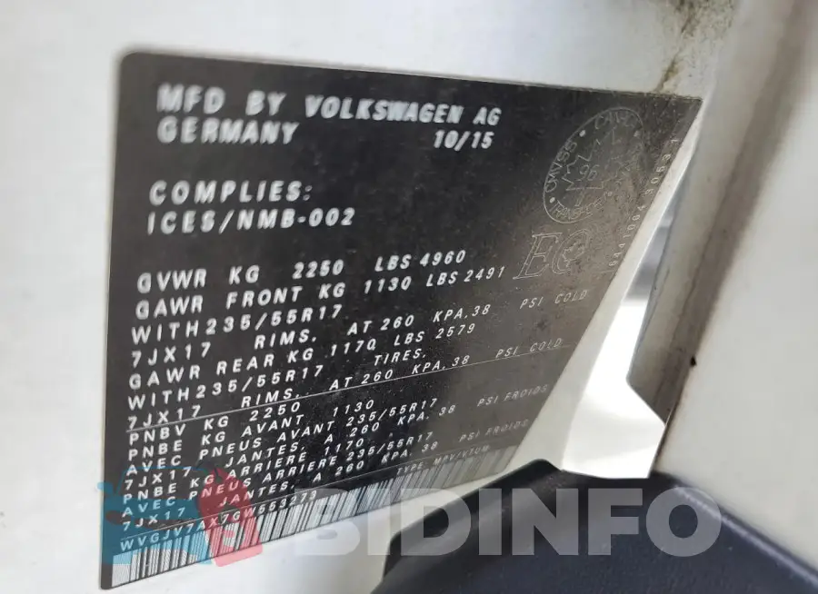 WVGJV7AX7GW553273 Photo# 13