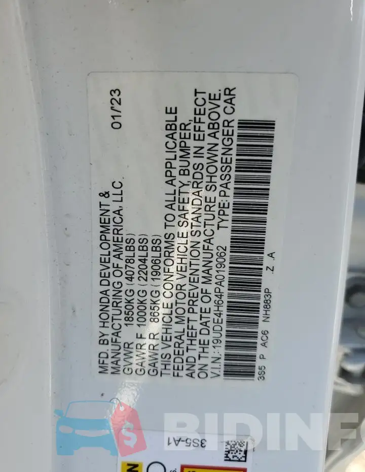 19UDE4H64PA019062 Photo# 12