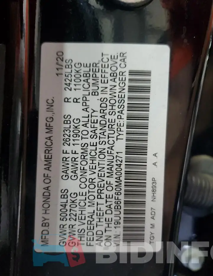 19UUB6F60MA004271 Photo# 12
