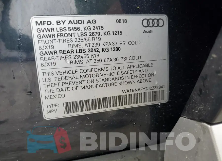 WA1BNAFY2J2232841 Photo# 13