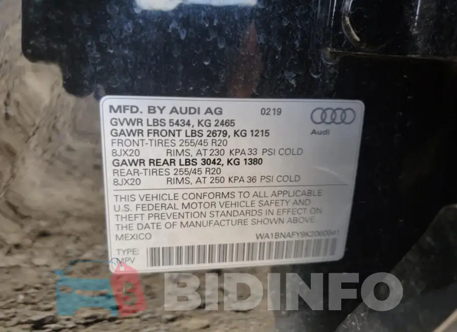 WA1BNAFY9K2060941 Photo# 13