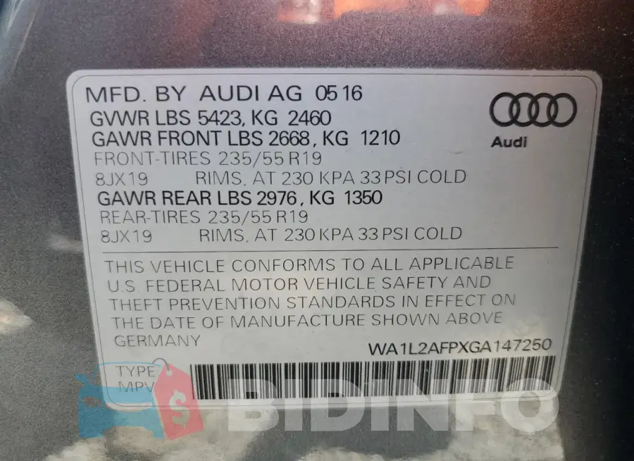 WA1L2AFPXGA147250 Photo# 13
