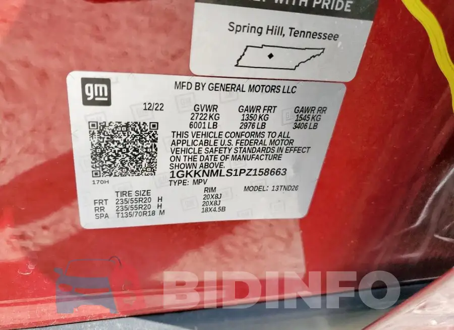 1GKKNMLS1PZ158663 Photo# 14
