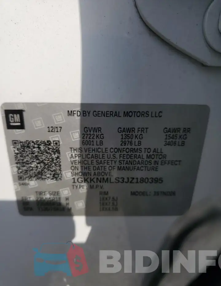 1GKKNMLS3JZ180395 Photo# 13