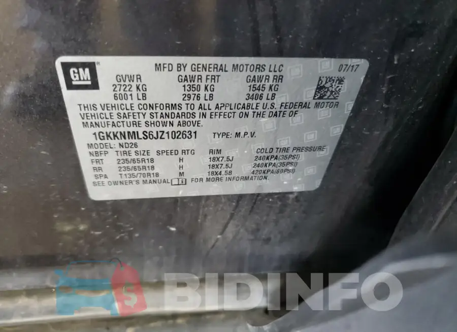 1GKKNMLS6JZ102631 Photo# 13