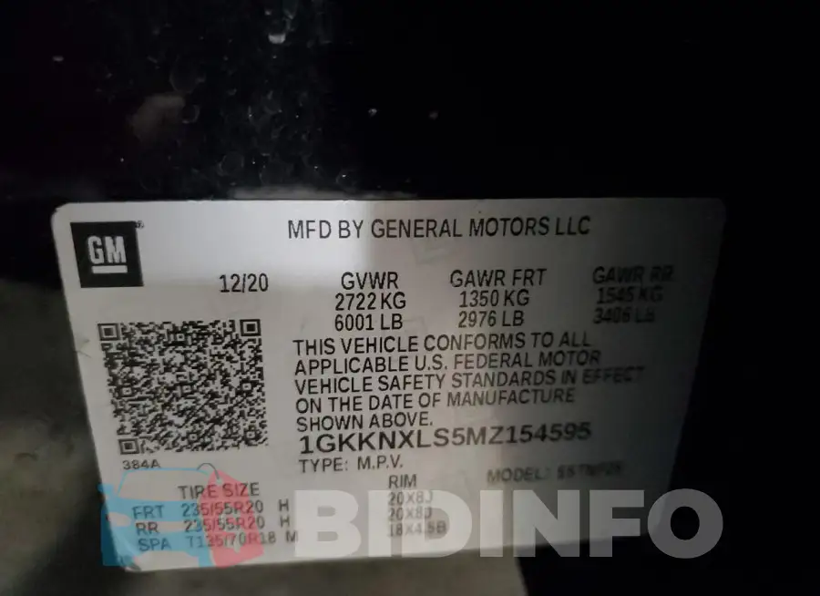 1GKKNXLS5MZ154595 Photo# 14