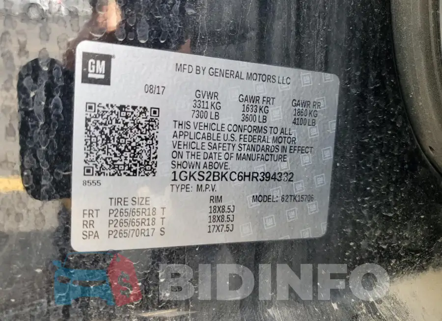 1GKS2BKC6HR394332 Photo# 13