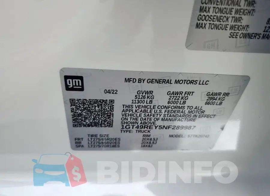 1GT49REY5NF289987 Photo# 12