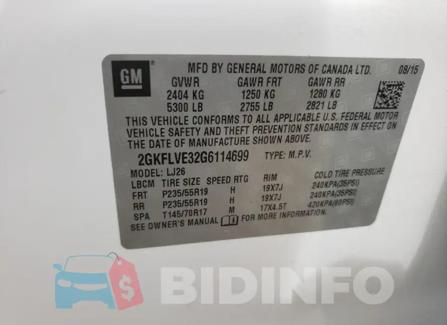 2GKFLVE32G6114699 Photo# 13
