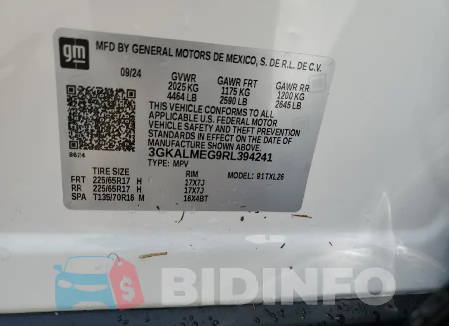 3GKALMEG9RL394241 Photo# 13
