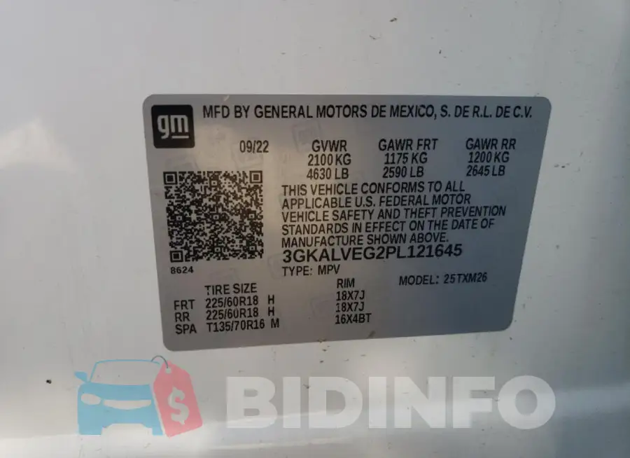 3GKALVEG2PL121645 Photo# 13