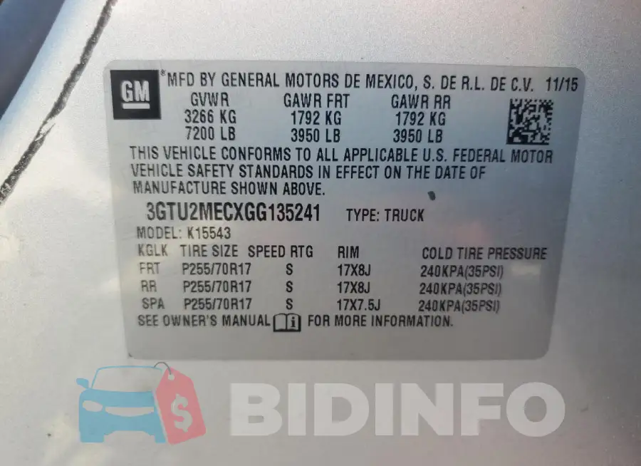 3GTU2MECXGG135241 Photo# 13