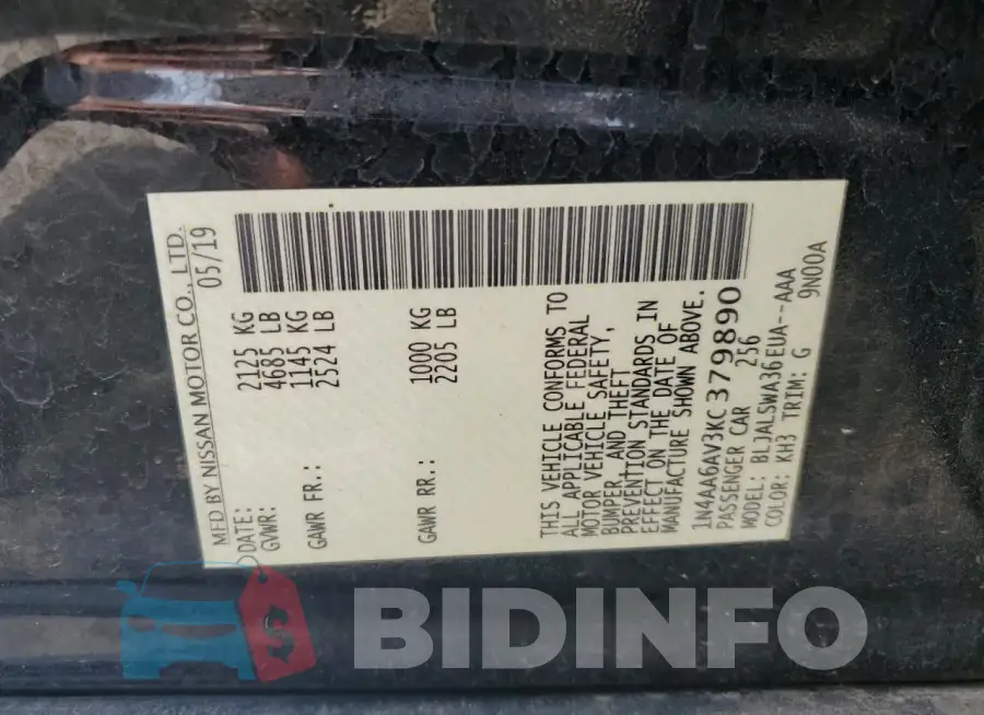 1N4AA6AV3KC379890 Photo# 13