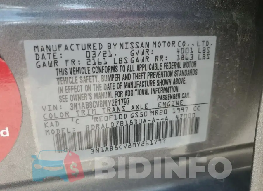3N1AB8CV8MY261797 Photo# 13