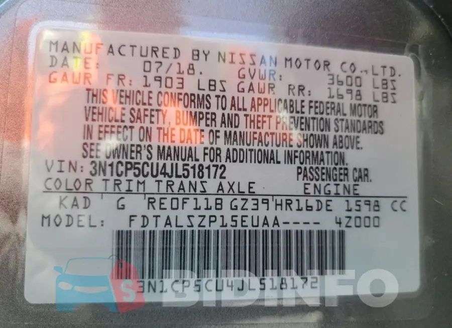 3N1CP5CU4JL518172 Photo# 12