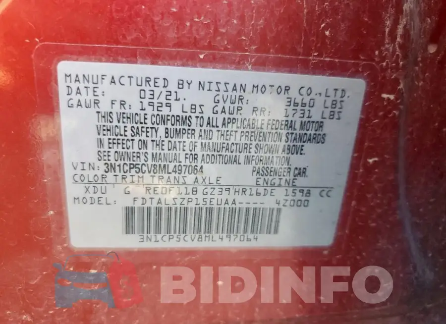3N1CP5CV8ML497064 Photo# 13