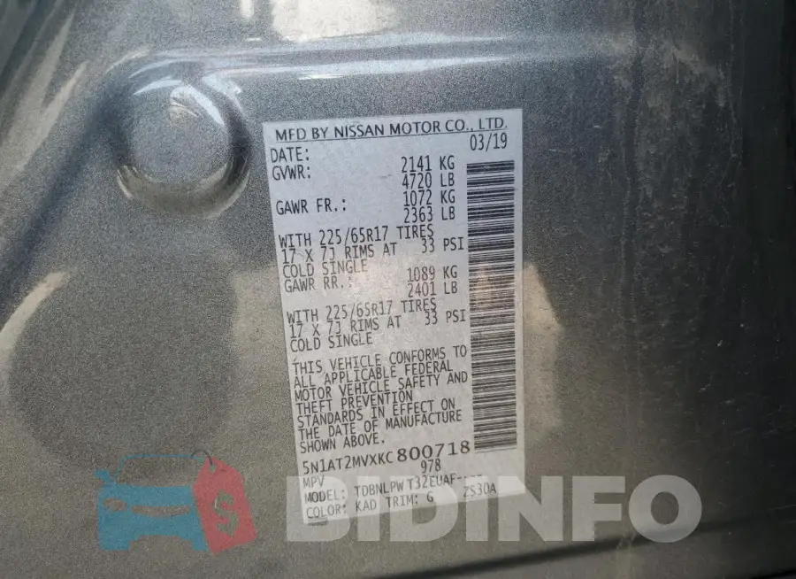 5N1AT2MVXKC800718 Photo# 13