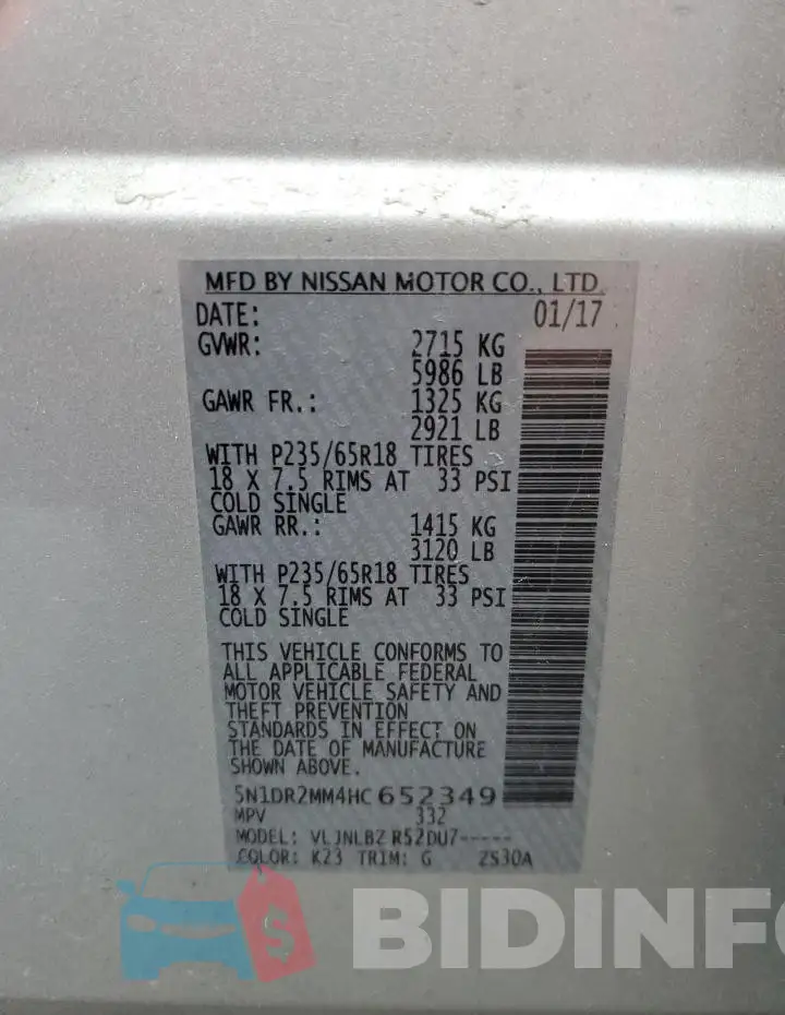 5N1DR2MM4HC652349 Photo# 13