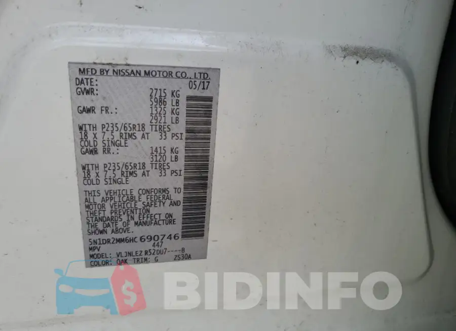5N1DR2MM6HC690746 Photo# 13