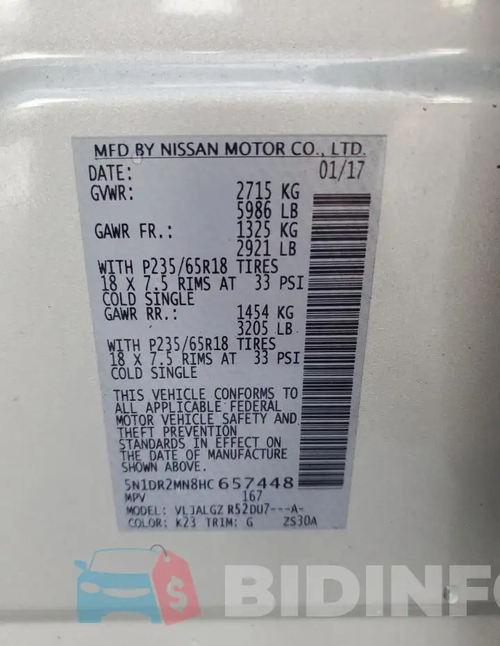 5N1DR2MN8HC657448 Photo# 13