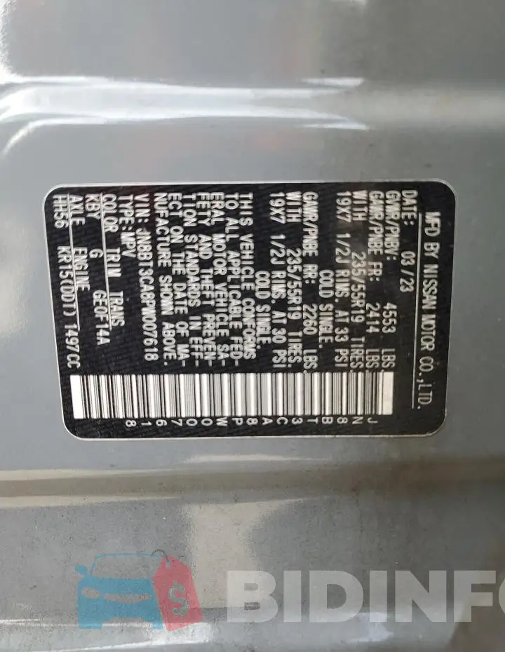 JN8BT3CA8PW007618 Photo# 14