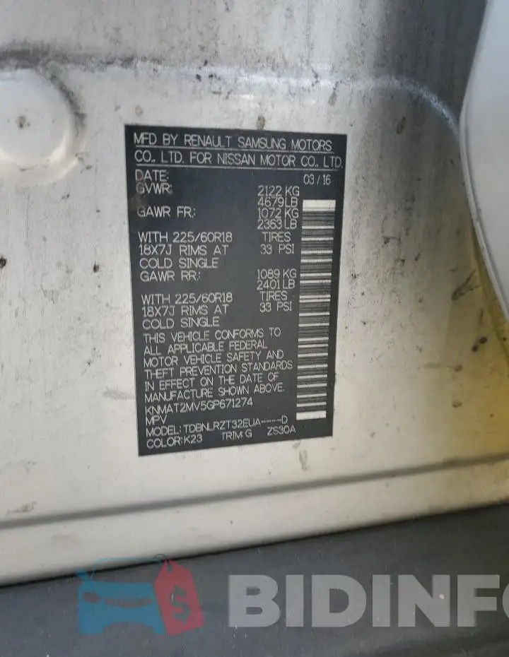 KNMAT2MV5GP671274 Photo# 13
