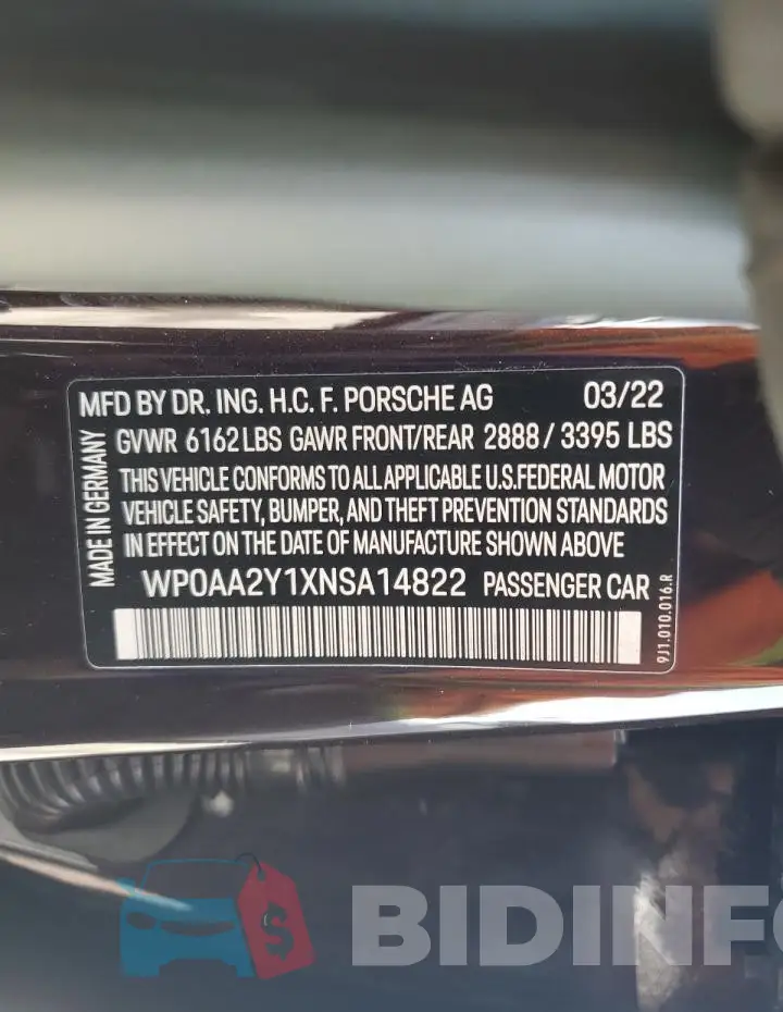 WP0AA2Y1XNSA14822 Photo# 12