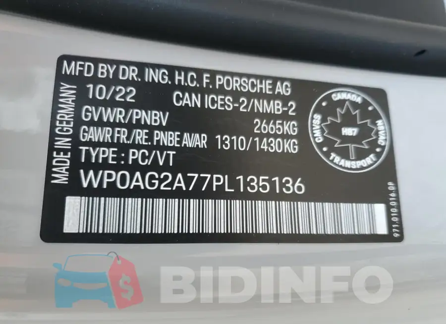 WP0AG2A77PL135136 Photo# 12