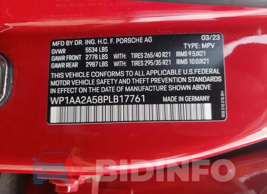 WP1AA2A58PLB17761 Photo# 14