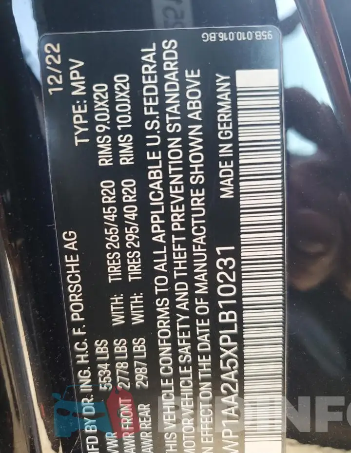 WP1AA2A5XPLB10231 Photo# 13