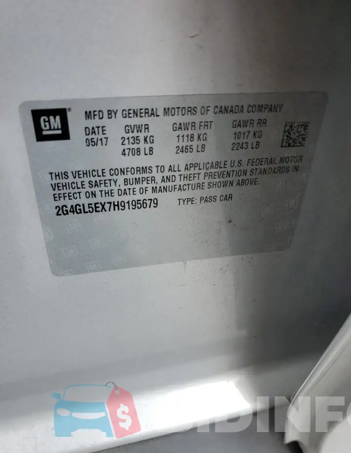 2G4GL5EX7H9195679 Photo# 12