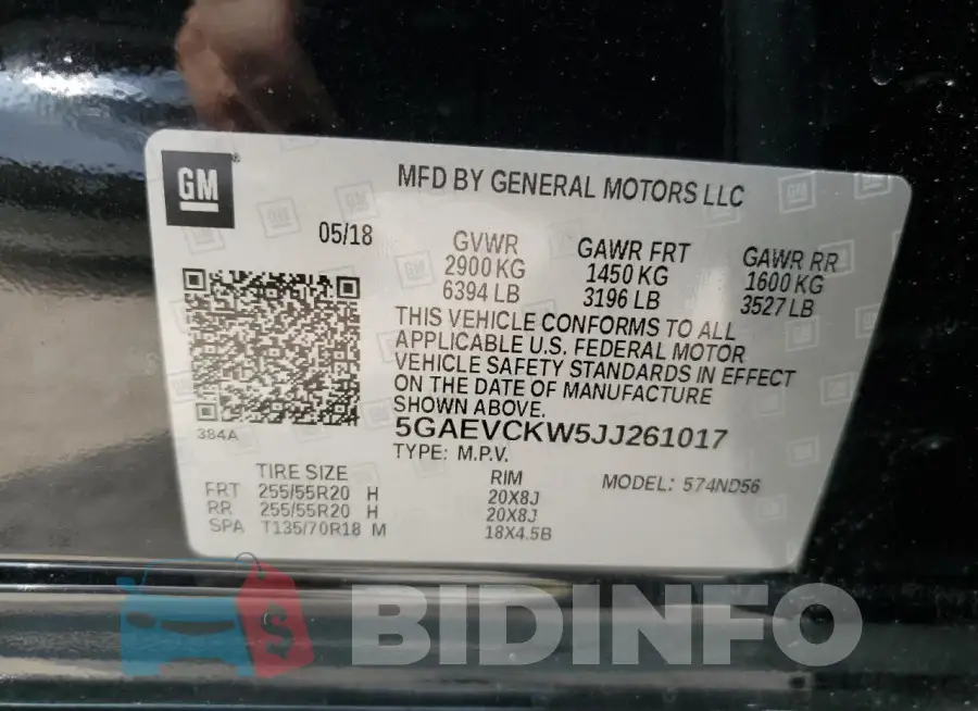 5GAEVCKW5JJ261017 Photo# 14