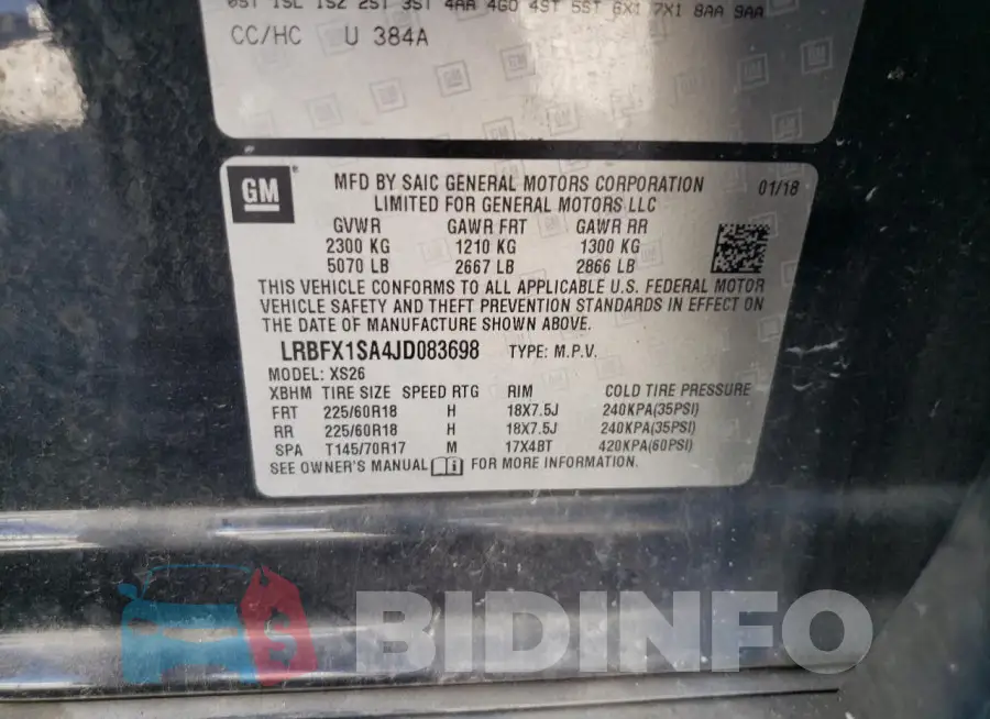 LRBFX1SA4JD083698 Photo# 13