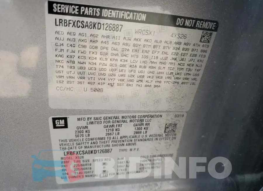LRBFXCSA8KD126887 Photo# 12