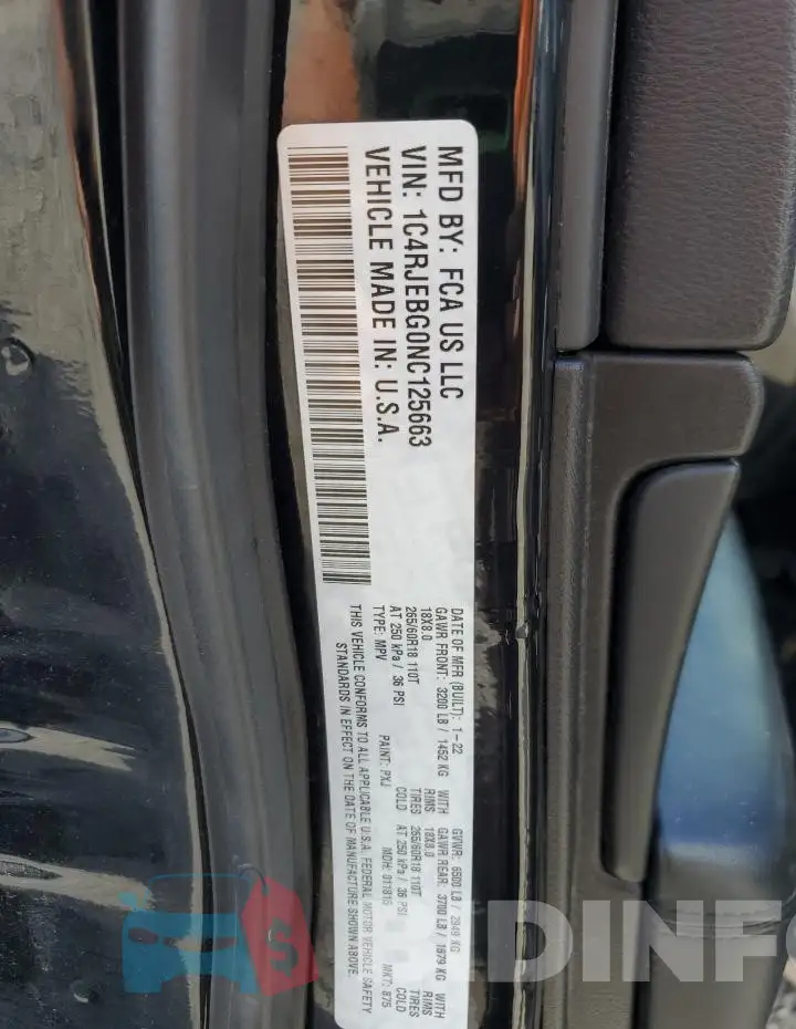 1C4RJEBG0NC125663 Photo# 13