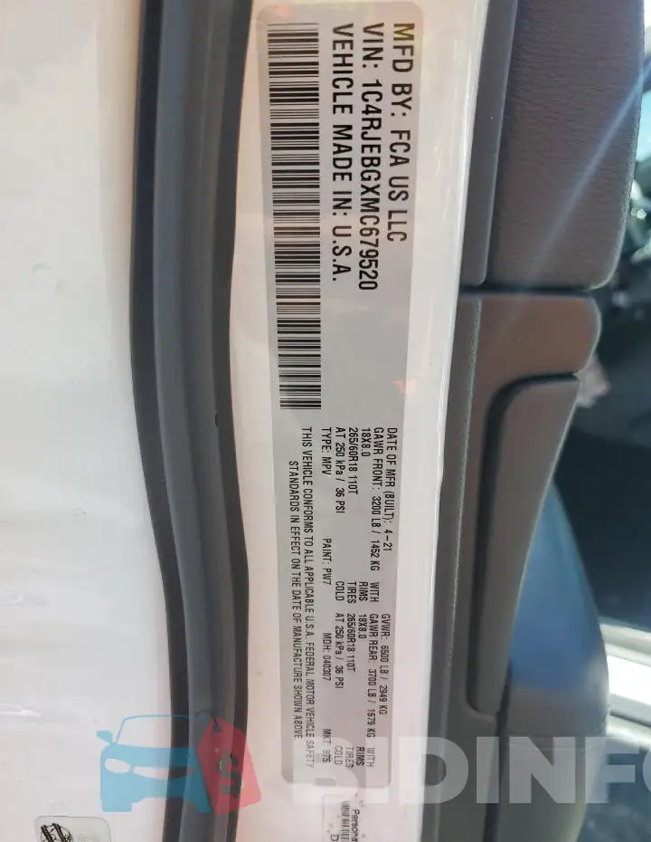 1C4RJEBGXMC679520 Photo# 12