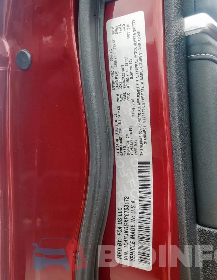 1C4RJKDGXP8703172 Photo# 13