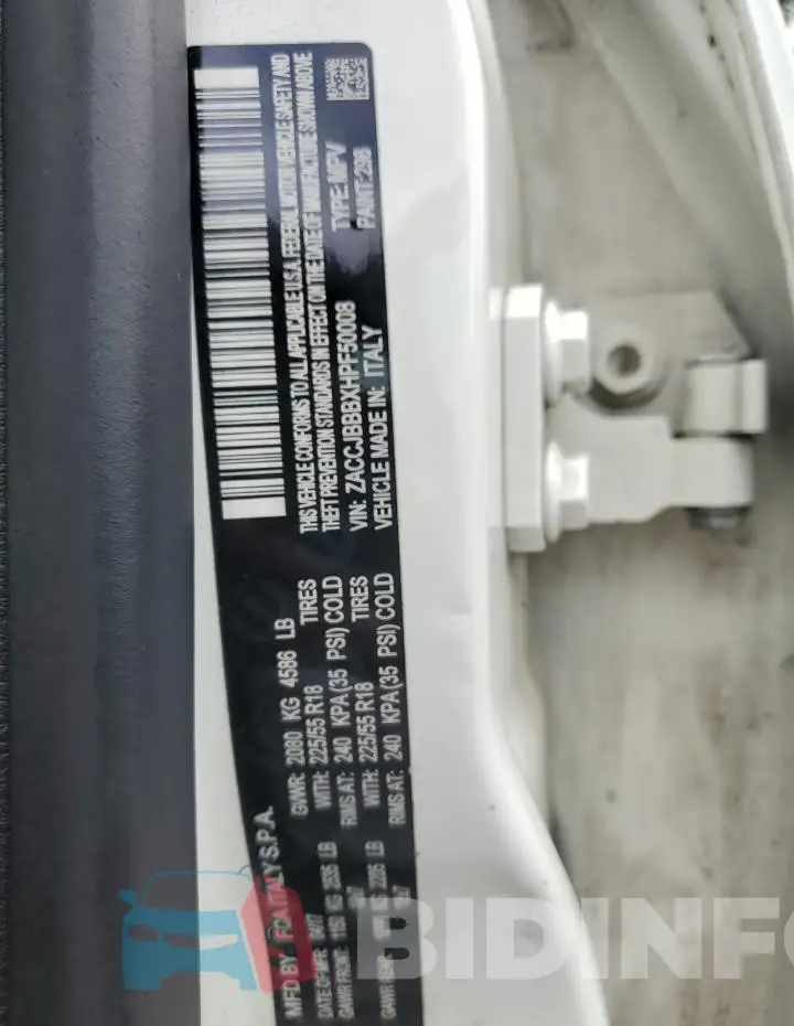 ZACCJBBBXHPF50008 Photo# 13