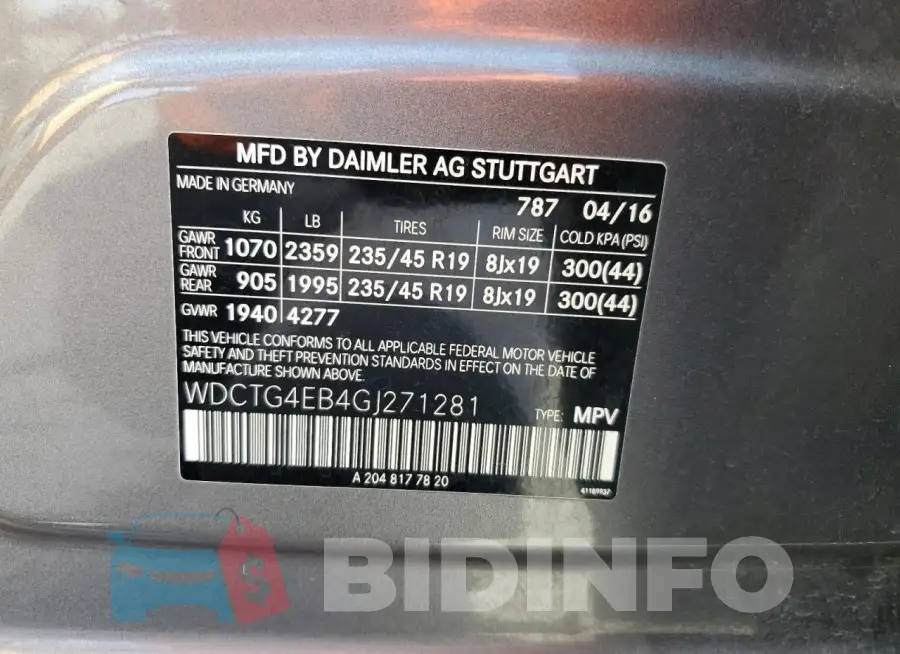 WDCTG4EB4GJ271281 Photo# 12